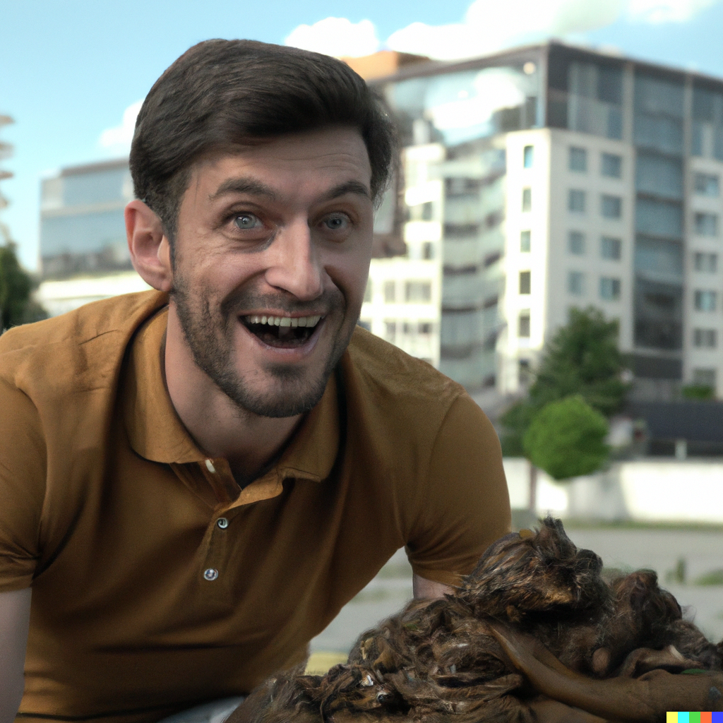 Фото человека, попадающего говном в прохожего